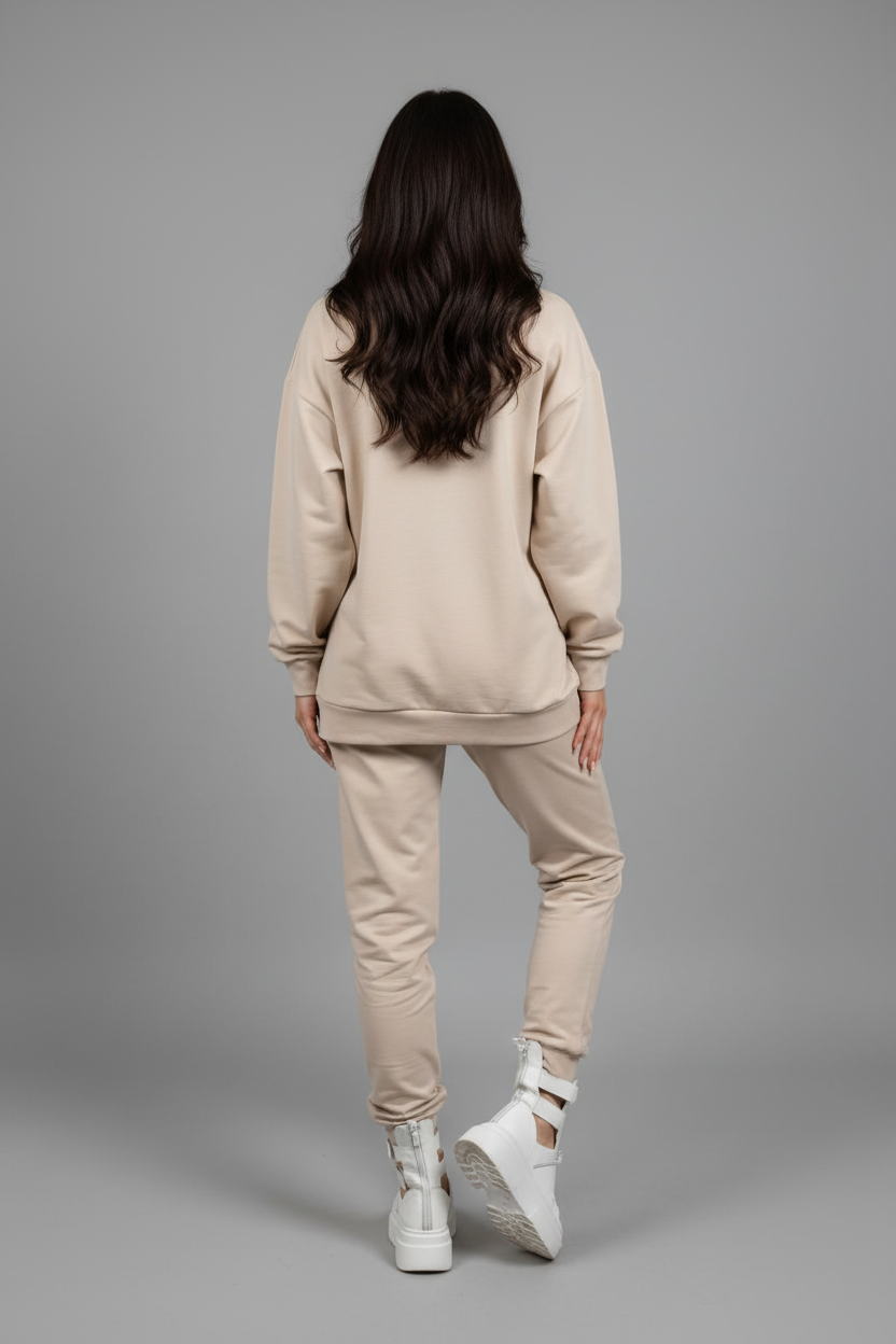 Paparazzi Fashion Tracksuit – Beige with Stone Appliqués