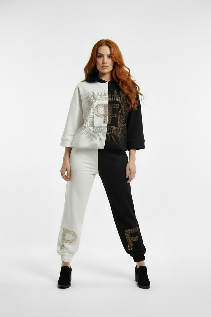White and Black Paparazzi Fashion Tracksuit - Universal Size (M-XL) C:0140