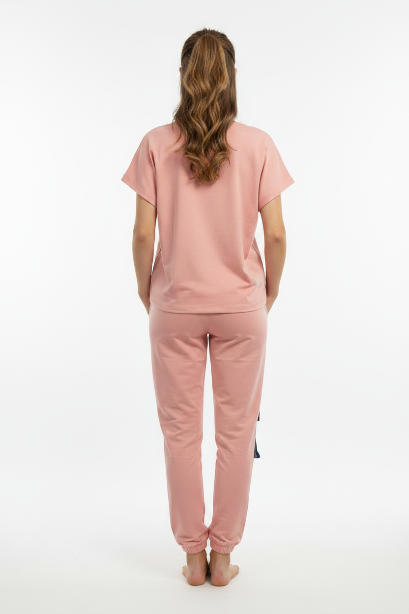 Pink Paparazzi Fashion Tracksuit with Denim Details, universal size. Code 2886-B