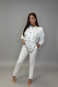 Costum Elegant, Paparazzi Fashion - Alb cu lanțuri, cod 3115