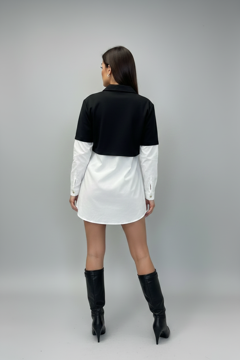 Paparazzi Fashion Shirt – Black and White with Gold Elements